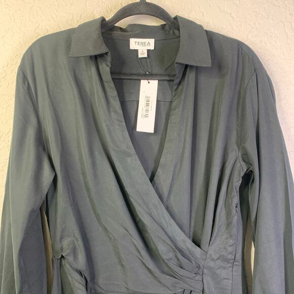 TEREA Dress Medium Raina Draped Crossover Wrap Maxi Side Zip High Front Slit NWT - Picture 6 of 16